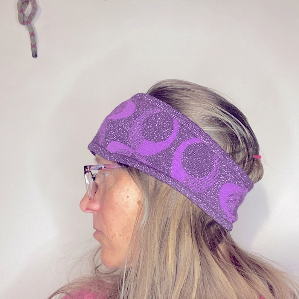 Coach purple sparkly glitter wool head band, skiwear, etc